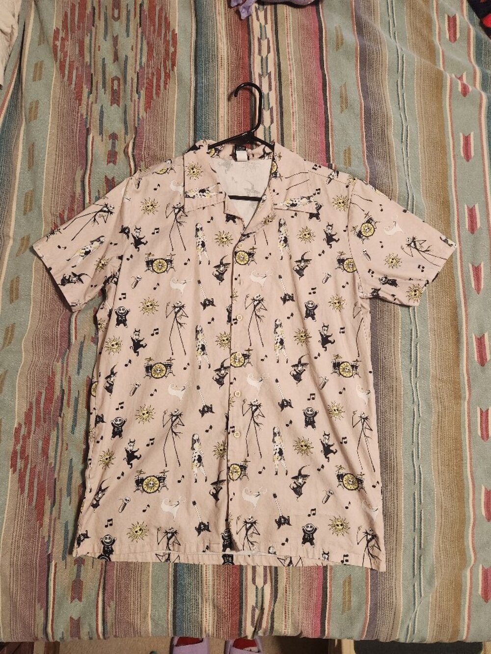 Disney The Nightmare Before Christmas Music Instruments Woven Button-Up - MEDIUM